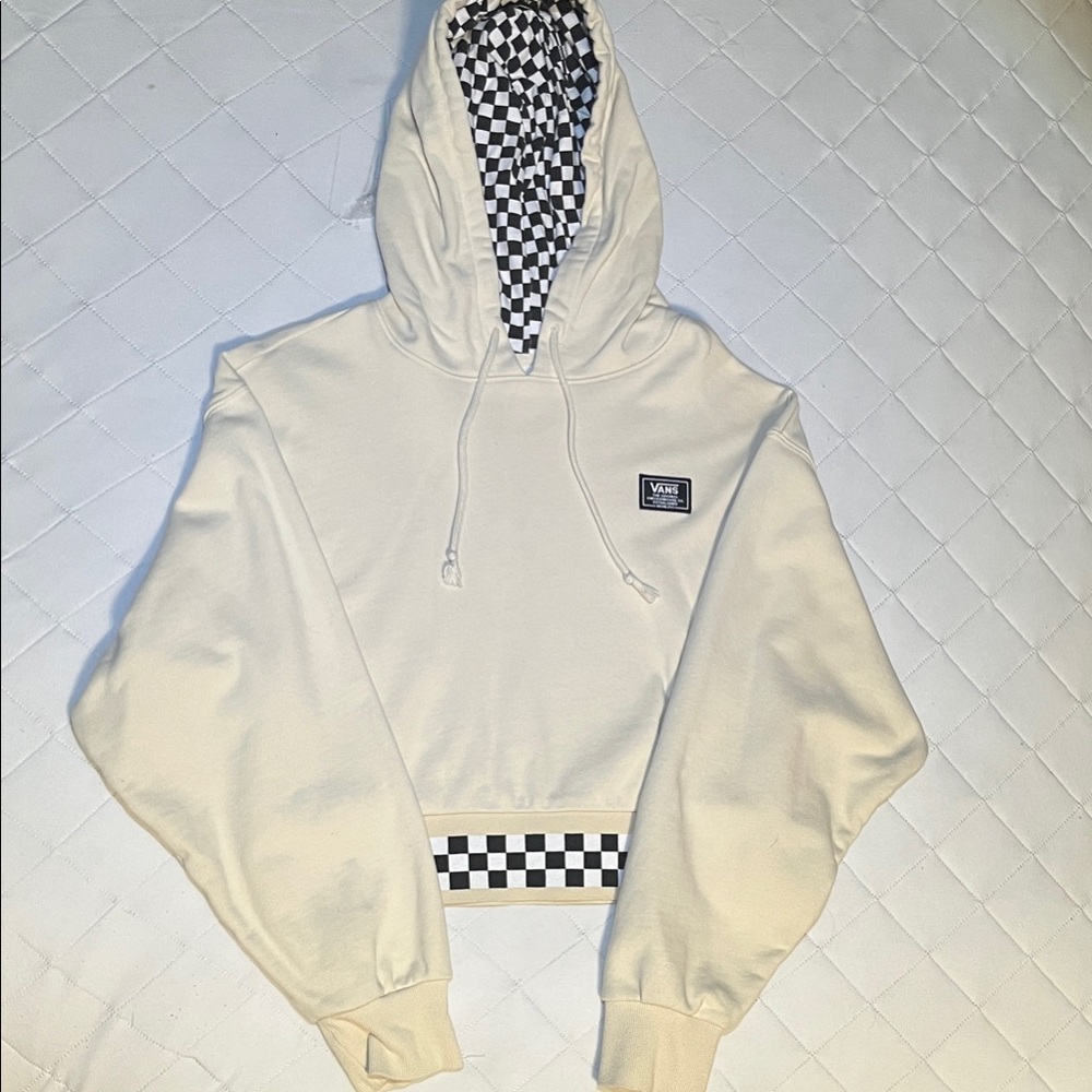 Vans Off-white Hoodie with Black Checkered Detail